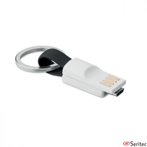 Cable micro USB con llavero publicitario